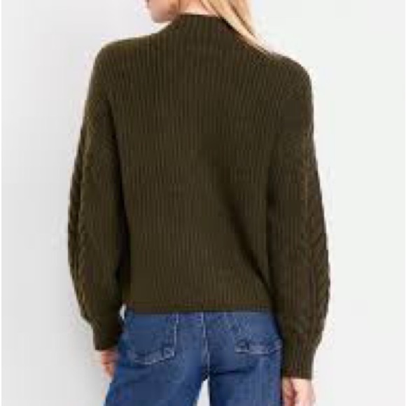 Old Navy Sweater SoSoft Mock Neck Cable Knit Dark Green Academia Small - Picture 9 of 10